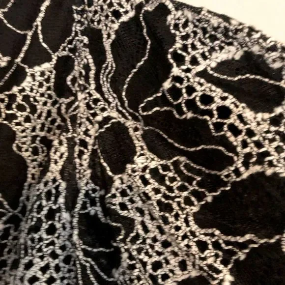 Halston Heritage Off the Shoulder Flounce Mesh Lace Embroidered Top 12 14 - Picture 4 of 8